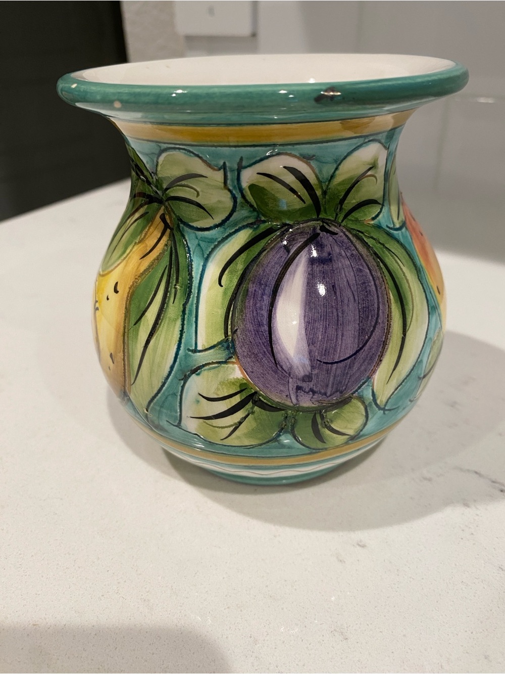 Vintage Hand-Painted Italian Ceramic Piece – Signed "Fatto a Mano" Made in Italy
